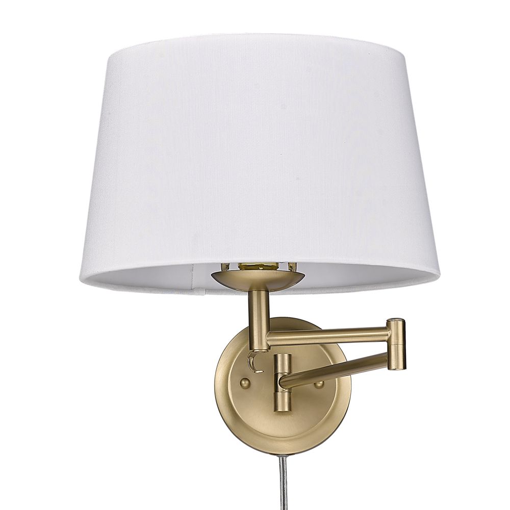 Golden Lighting 3692-A1W BCB-MWS Eleanor Articulating Wall Sconce in Brushed Champagne Bronze with Modern White Shade